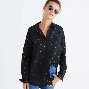 Madewell Black Button Down Shirt with Gold Stars